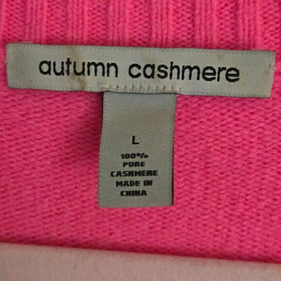 Revolve Frayed Edge Oversized Sweater Ultra Pink 100% Cashmere Size L - Picture 4 of 6